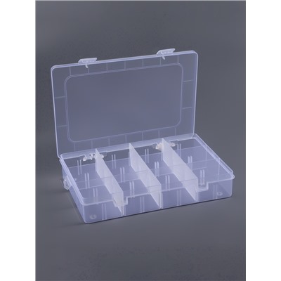 Органайзер для хранения мелочей, передвижные перегородки, 12 секций, 19.5×13×3.6 см, прозрачный