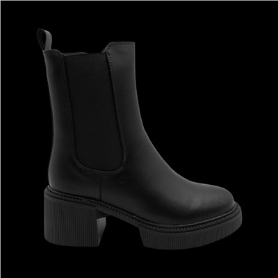 Ботинки из натуральной кожи на меху РМ-090-1 черные