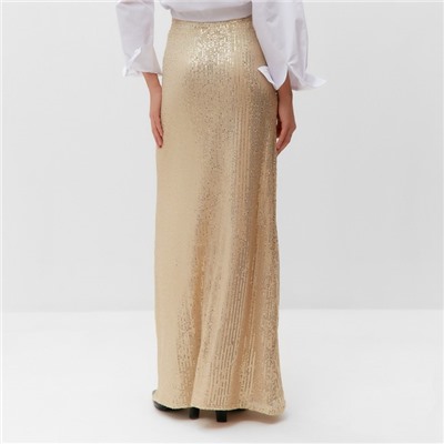 Юбка макси из пайеток женская MIST, размер 46, золотая