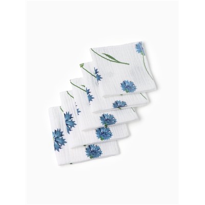 Набор платочков «Крошка Я» Cornflowers вид 2, 20×20 см-5 шт., муслин, хлопок 100%