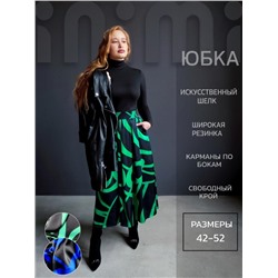 Юбка шелк 3204 (Черно-зеленый)