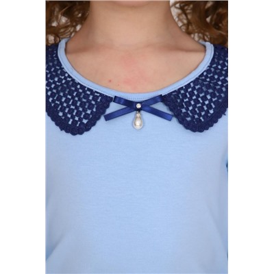 Джемпер Евгения дл. рукав (Голубой-темносиний)