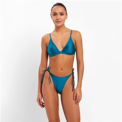 Купальник раздельный однотонный с завязками женский MINAKU, зелёный размер 48