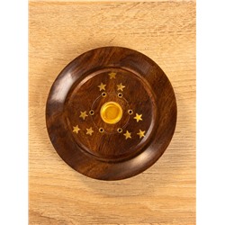 Подставка под благовония круглая «Звёзды», 12.5×12.5×2 см, дерево шишам
