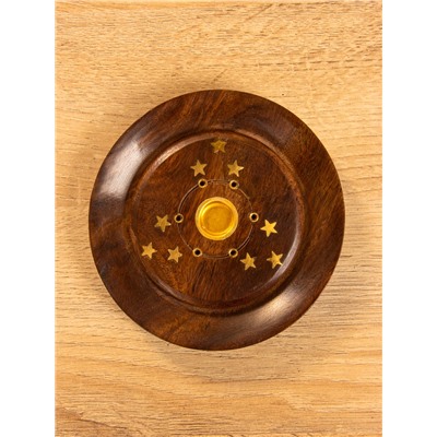 Подставка под благовония круглая «Звёзды», 12.5×12.5×2 см, дерево шишам