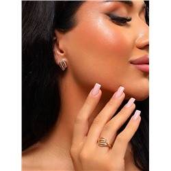 Комплект ювелирной бижутерии коллекция "Дубай" серьги и кольцо 20 р, покрытие позолота, вставка: фианиты, цвет: прозрачный, арт.314.438-20