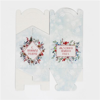 Коробка кондитерская новогодняя с окном, сундук, «Зимняя акварель» 20×20×20 см