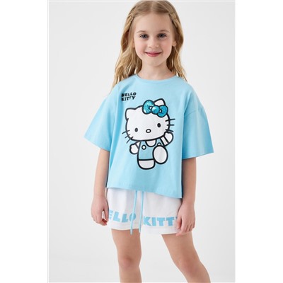 Комплект трикотажный для девочек: фуфайка (футболка), шорты PLAYTODAY, 1240136