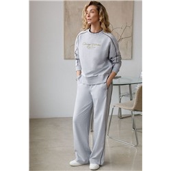 Брюки с лампасами и разрезами из эластичного футера двухнитки без начеса VILATTE, 1229910