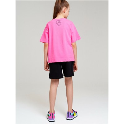 Комплект трикотажный для девочек: фуфайка (футболка), шорты