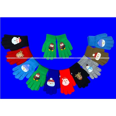 Перчатки детские с начесом НОВОГОДНИЕ арт. 5157