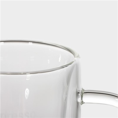 Кружка с двойными стенками Magistro «Дуо. Espesso», 80 мл, 9×6×6.5 см, стекло, прозрачная