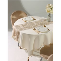 Скатерть «Этель», бежевая, с орнаментом, 140×140 см