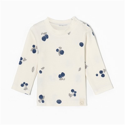 Футболка с длинным рукавом Крошка Я Blueberry, рост 62-68 см, молочная