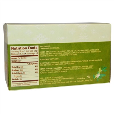 Celestial Seasonings, набор травяных чаев, без кофеина, 5 вкусов, 18 чайных пакетиков, 30 г (1,0 унция)