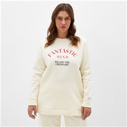 Свитшот женский удлинённый с начёсом MIST Cozy style, молочный, размер 52