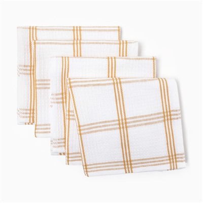 Набор салфеток декоративных «Этель» Yellow, 30×30 см, 4 шт., хлопок 100%