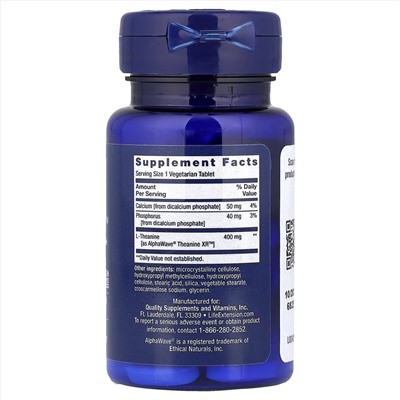 Life Extension, Theanine XR™, средство для снятия стресса, 30 вегетарианских таблеток