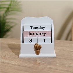 Сувенир вечный календарь, 11.5×6.5×12 см, дерево, белый