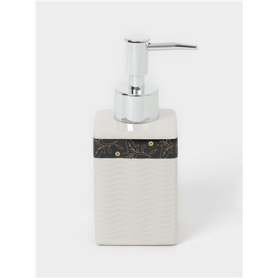 Аксессуары для ванной «Золотой лист», 4 предмета: дозатор 250 мл, мыльница, 2 стакана, белые