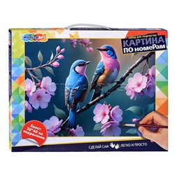 Холст по номерам на подрамнике 30*40 см "Райские птички"