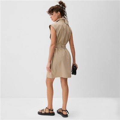 Платье мини женское MINAKU: Safari, бежевое, размер 48