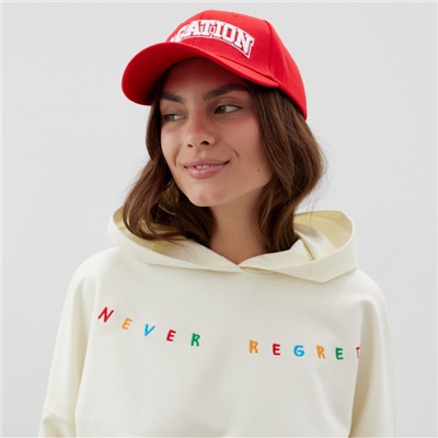 Костюм с вышивкой женский (толстовка, брюки) MIST No regrets, размер 48-50, молочный