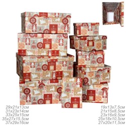 Коробка подарочная Прямоугольная 10 штук набор Новый год / M10-108 /уп 6/