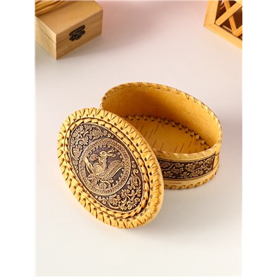 Шкатулка для украшений «Маленькая белочка», овальная, 14×9×6 см, береста