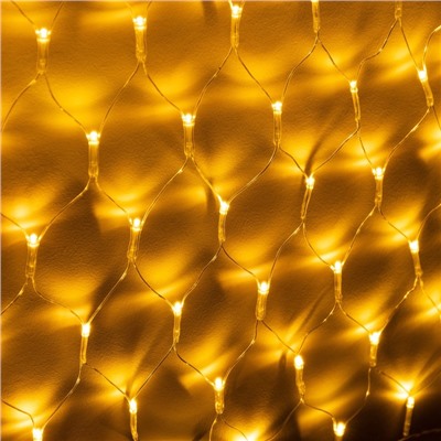 УЦЕНКА Гирлянда «Сеть-ёлка» 1×1 м, IP20, тёмная нить, 90 LED, свечение тёплое белое, 8 режимов, 220 В