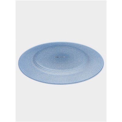 Тарелка подстановочная WY, d=33 см, стекло, голубая