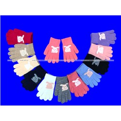 Перчатки детские, подростковые для девочек с начесом «Зайка» арт. 0834