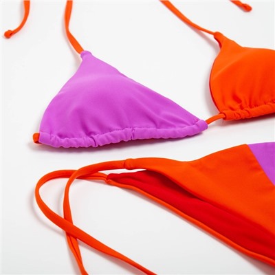 Купальник раздельный на завязках женский MINAKU, оранж, сиренев, размер 42