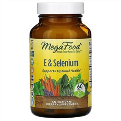 MegaFood, витамин E и селен, 60 таблеток
