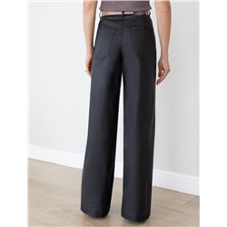 Брюки-трубы из эластичного хлопка с эффектом кожи