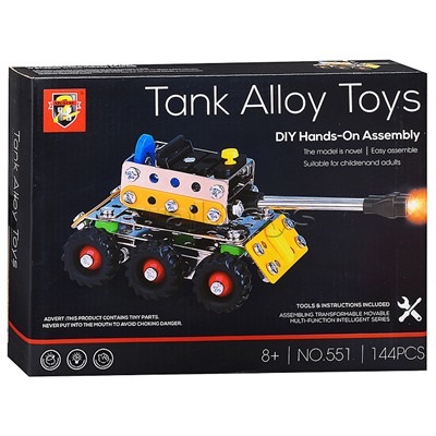 Конструктор металлический "Танк" (143 дет.) в коробке