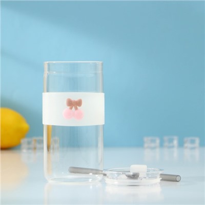 Стакан с крышкой и трубочкой «Фрутис», 410 мл, стекло, МИКС