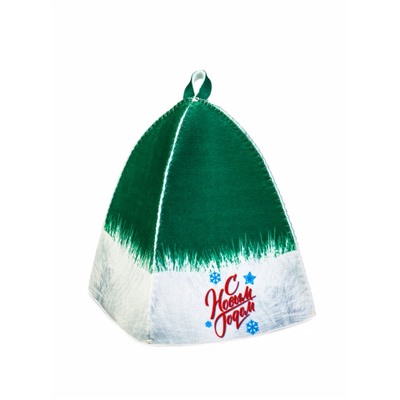 Набор для бани с принтом «С новым годом!», 5 предметов: шапка, рукавица, тапочки, коврик, портфель, зелёный, «Банная забава»