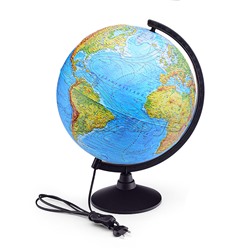 Глобус Земли физико-политический 320мм с подсветкой Рельефный Классик.