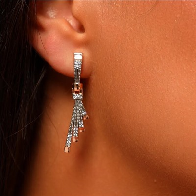 Серьги ювелирная бижутерия коллекция "Дубай" покрытие позолота, вставка: фианиты, цвет: прозрачный, арт.213.442