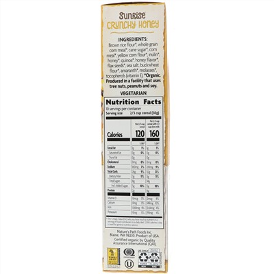 Nature's Path, Органические хлопья Sunrise Crunchy Honey, 300 г (10,6 унций)