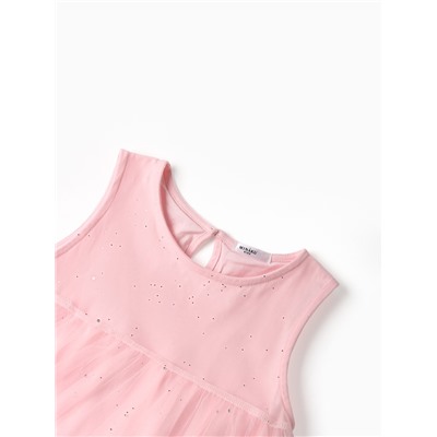 Платье нарядное для девочки MINAKU: PartyDress, рост 128-134 см, однотонное, розовое