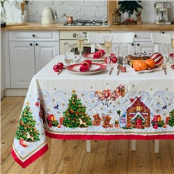 УЦЕНКА Набор столовый "Новогодняя сказка", скат.150х180см +/-3см с ГМВО, салф.40х40см-8 шт, хл100% 1