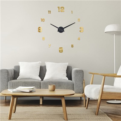 Часы настенные интерьерные, 3d «Паоли», плавный ход, наклейка, большие, d-120 см