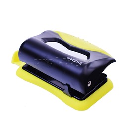 Дырокол "MonoChrome" (10 листов) пластиковый с каучуковой вставкой, с линейкой, в картонной коробке, черный с неоновым желтым