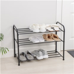 Подставка для обуви, 3 яруса, 65×32×48.5 см, чёрная