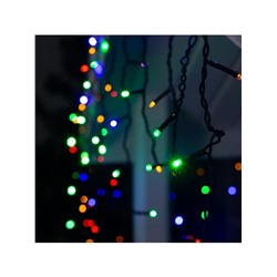 Гирлянда «Бахрома» 3×0.6 м, IP44, УМС, тёмная нить, 160 LED, свечение мульти, 220 В