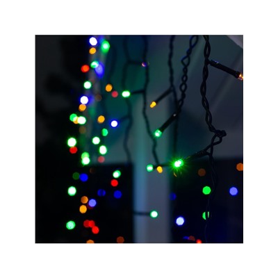 Гирлянда «Бахрома» 3×0.6 м, IP44, УМС, тёмная нить, 160 LED, свечение мульти, 220 В