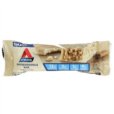 Atkins, Snickerdoodle Bar, Gluten Free, 5 Bars, 1.41 oz (40 g) Each