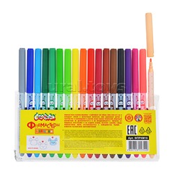 Фломастеры 18 цв. "Зайчики" классические, кругл. корп. легкосмываемые блист. упак. принт на корпусе